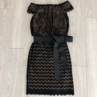 タダシショウジ(TADASHI SHOJI)のシュージタダシ4レース黒ドレスTADASHIワンピース　ヴァレンティノ  リボン(ミニワンピース)