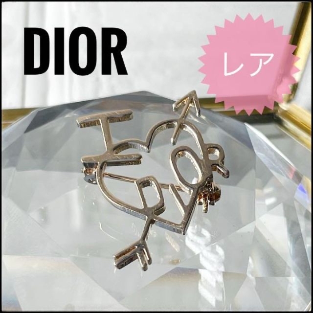 レア　Dior ディオール ブローチ アイラブディオール ハートアンドアロー