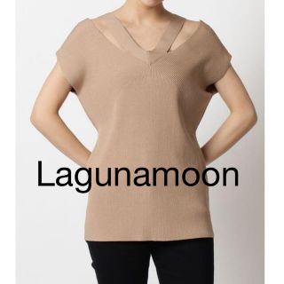 ラグナムーン(LagunaMoon)のLagunamoon ダブルVネックニットプルオーバー(カットソー(半袖/袖なし))