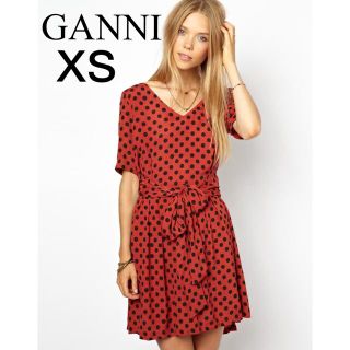 トゥモローランド(TOMORROWLAND)の【GANNI】 ガニー カシュクールラップワンピース　ドット　XS(ひざ丈ワンピース)