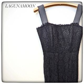 ラグナムーン(LagunaMoon)のラグナムーンLADYストラップレースDRESS　ワンピース　黒　ブラック(ロングワンピース/マキシワンピース)