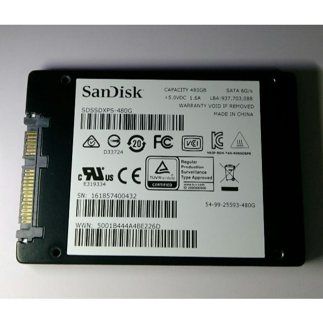 SanDisk 内蔵SSD 480GB 2.5インチ 7日間保証