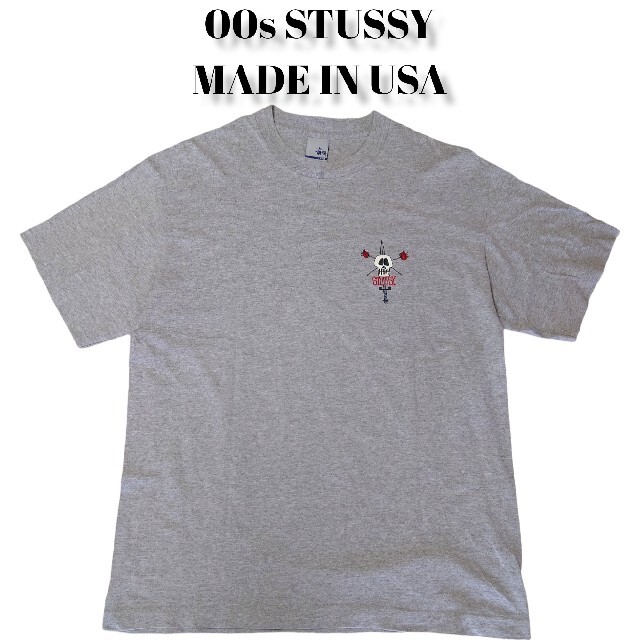 約cm身幅00s OLD STUSSY スカルソードプリント Tシャツ  ステューシー