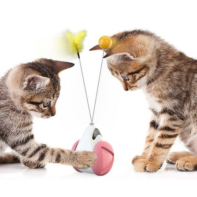 ピンク 猫 タンブラー スイング おもちゃ 自動回転 バランス 羽 ボール その他のペット用品(猫)の商品写真