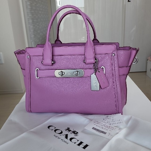 COACH コーチ 2WAYハンドバッグ スワッガー レザー 薄紫 ミニ 限定