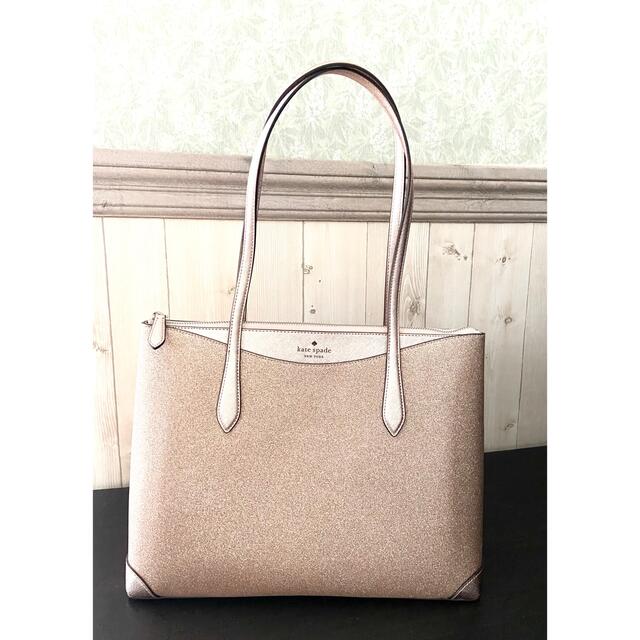 kate spade NEWYORK トートバッグ⭐︎ローズゴールド×グリッター-