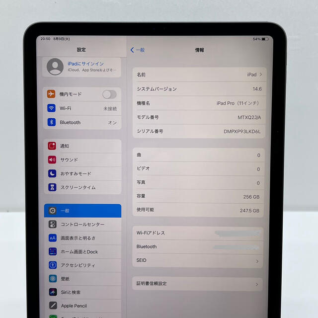P73 iPad Pro 11インチ 2018 256GB Wi-Fiモデル