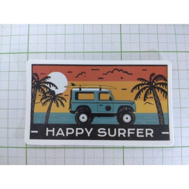【525】HAPPY SURFER サーファー 車 サンセット 防水ステッカー スポーツ/アウトドアのスポーツ/アウトドア その他(サーフィン)の商品写真