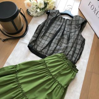 ドゥロワー(Drawer)のDrawer シルク×コットンのチェックのトップス(シャツ/ブラウス(半袖/袖なし))