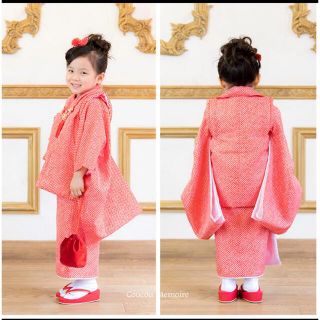 ＊女の子３歳着物　七五三　被布、着物、長襦袢、草履などセット＊(和服/着物)