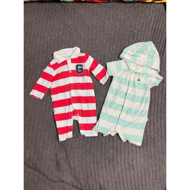 babyGAP(ベビーギャップ)のロンパース 2枚セット 長袖 半袖 キッズ/ベビー/マタニティのベビー服(~85cm)(ロンパース)の商品写真