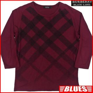 バーバリーブラックレーベル(BURBERRY BLACK LABEL)の日本製 バーバリー 廃盤 シャツ M メンズ カットソー 赤 TY1880(Tシャツ/カットソー(七分/長袖))