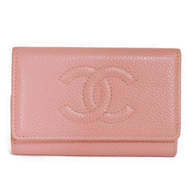 お気にいる CHANEL シャネル ココマーク キャビアスキン ピンク 6連