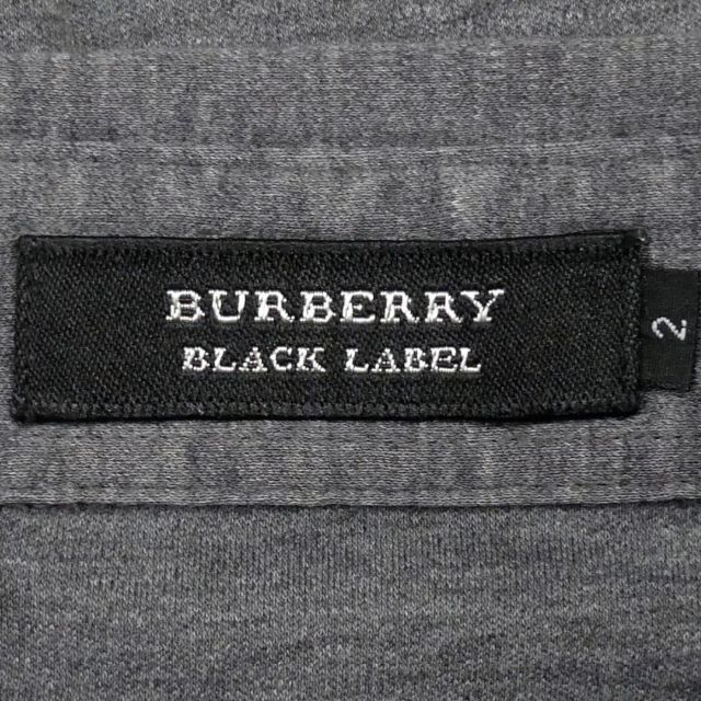 BURBERRY BLACK LABEL(バーバリーブラックレーベル)の日本製 バーバリー 廃盤 ポロシャツ M メンズ ビッグロゴ グレーTY1879 メンズのトップス(ポロシャツ)の商品写真