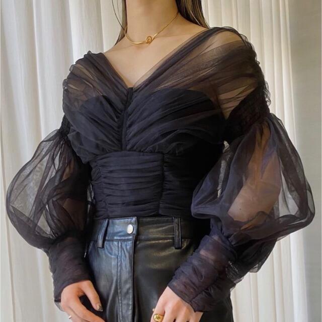 fetico MUTTON SLEEVE TULLE BLOUSE