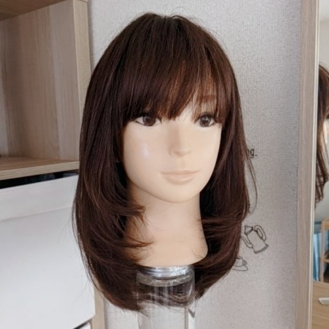 ✨サラサラ人毛100%✨レイヤー ブラウン 後れ毛・うぶ毛カット済み人毛