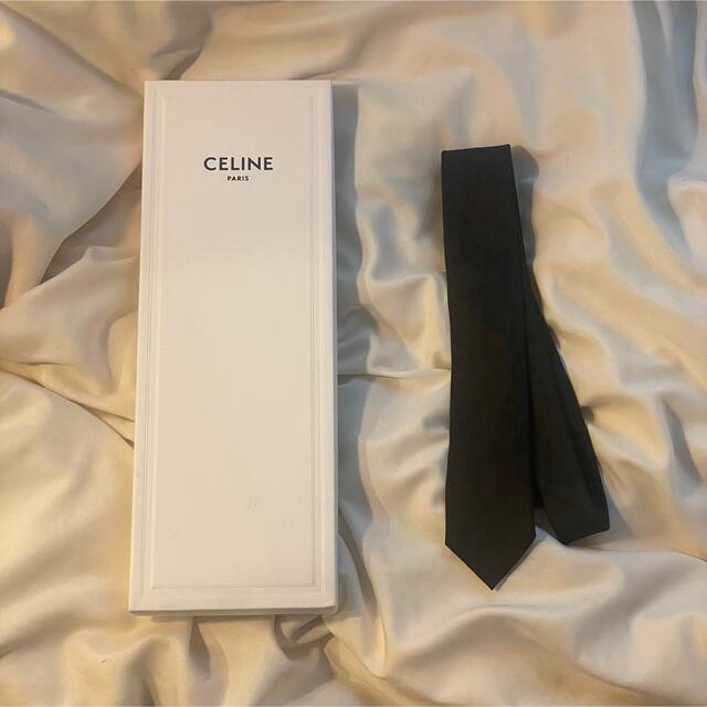 celine ジャガード ヒョウ柄 ブラックタイ ネクタイ