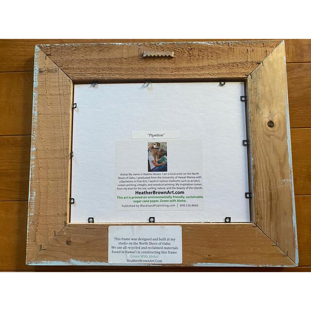 8×10inchアートサイズヘザーブラウン アート ハワイ フレーム 海 アクリル絵の具 額 セット 木材
