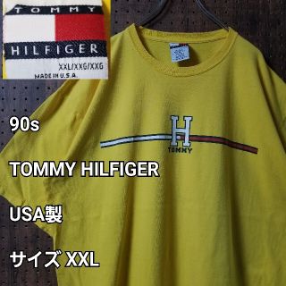 トミーヒルフィガー(TOMMY HILFIGER)の90s USA製　トミーヒルフィガー　ビックシルエット　Tシャツ　XXL 黄(Tシャツ/カットソー(半袖/袖なし))