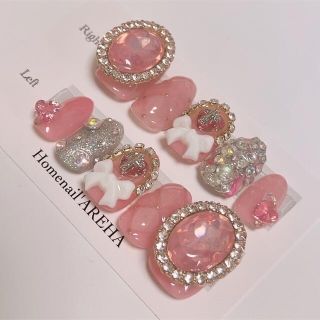 ネイルチップ 現品￥1700 量産型 宝石ネイル  ハンドメイドのアクセサリー(ネイルチップ)の商品写真