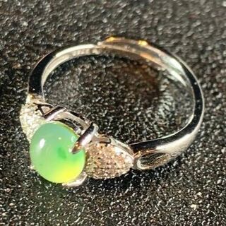 指輪 本翡翠 緑色 フリーサイズ ヒスイ A貨 シルバー 誕生日プレゼント 05(リング(指輪))
