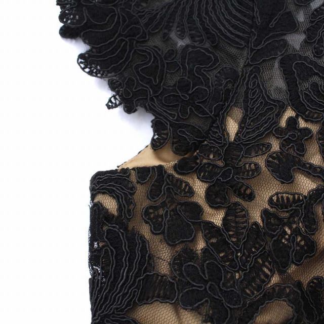 美品✨️タダシショージ 刺繍 レース ロングワンピース ドレス 6 M 黒
