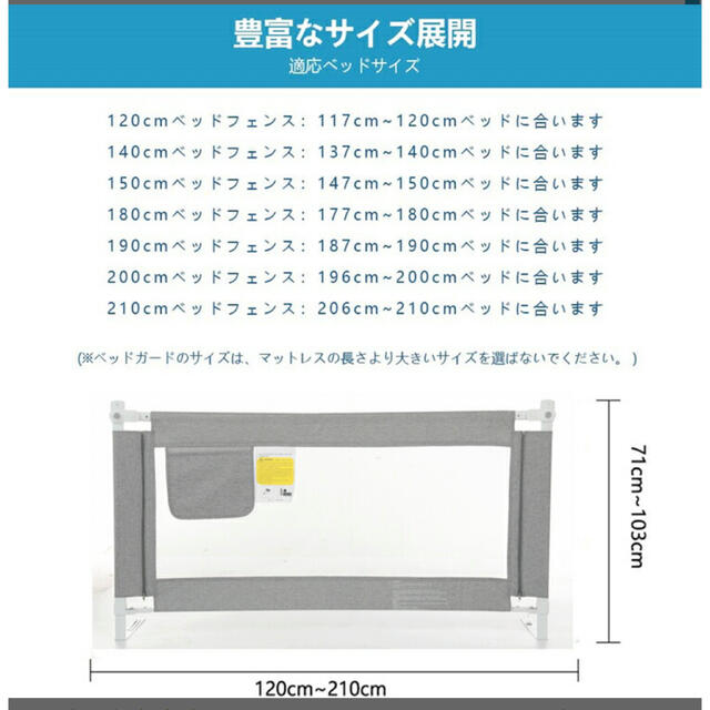 ベッドガード    キッズ/ベビー/マタニティの寝具/家具(ベビーフェンス/ゲート)の商品写真