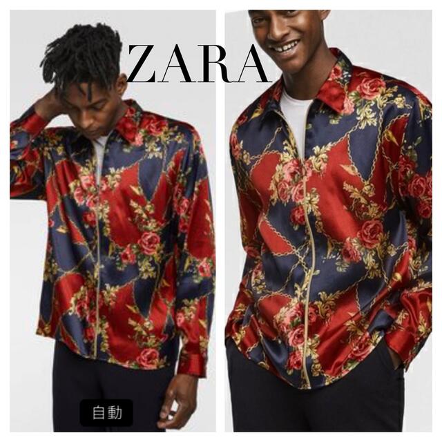 ZARA(ザラ)のレア◆ZARA ザラ◆花柄 フラワー ローズ チェーン スカル サテン ブルゾン メンズのジャケット/アウター(ブルゾン)の商品写真