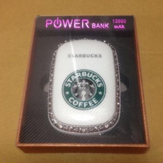 ★スタバ好き注目(#^.^#)スマホ充電器12000mAh★ホワイト(^-^)/(バッテリー/充電器)