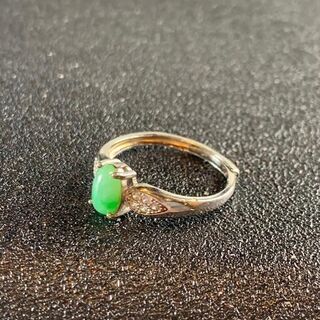 指輪 本翡翠 緑色 ヒスイ フリーサイズ A貨 シルバー 誕生日プレゼント 98(リング(指輪))