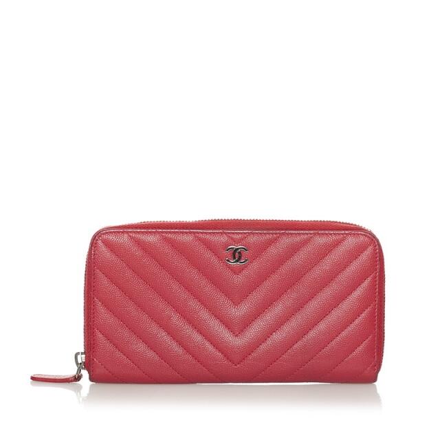 最大58%オフ! CHANEL 長財布 シェブロン vステッチ ラウンド