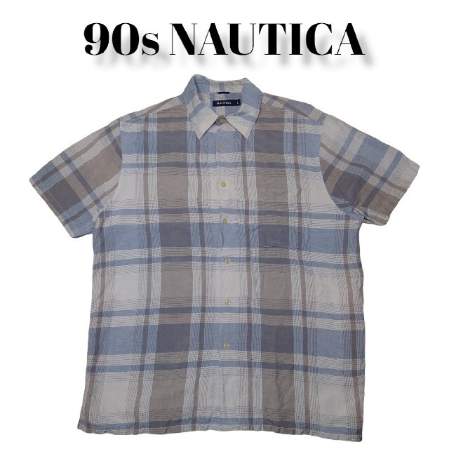 90s NAUTICA 半袖 チェックシャツ ノーティカ  ボタンシャツ