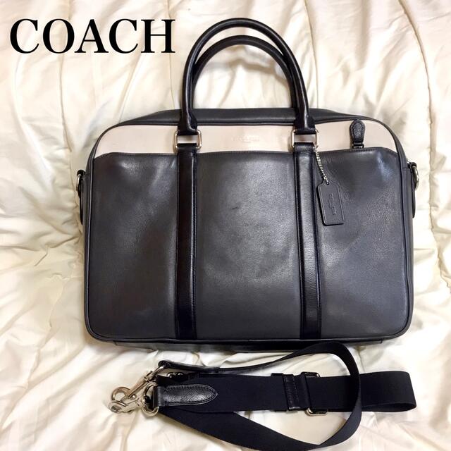 【美品】COACH ビジネスバッグ 2way A4収納可 レザー ダークグレー