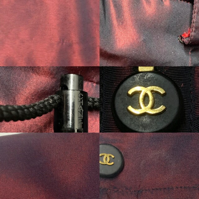 CHANEL(シャネル)のCHANEL シャネル アウター ヴィンテージ ココボタン 40 P05667W02269 ボルドー ゴールド金具 シルク    レディース 人気 美品【中古品】 レディースのジャケット/アウター(その他)の商品写真