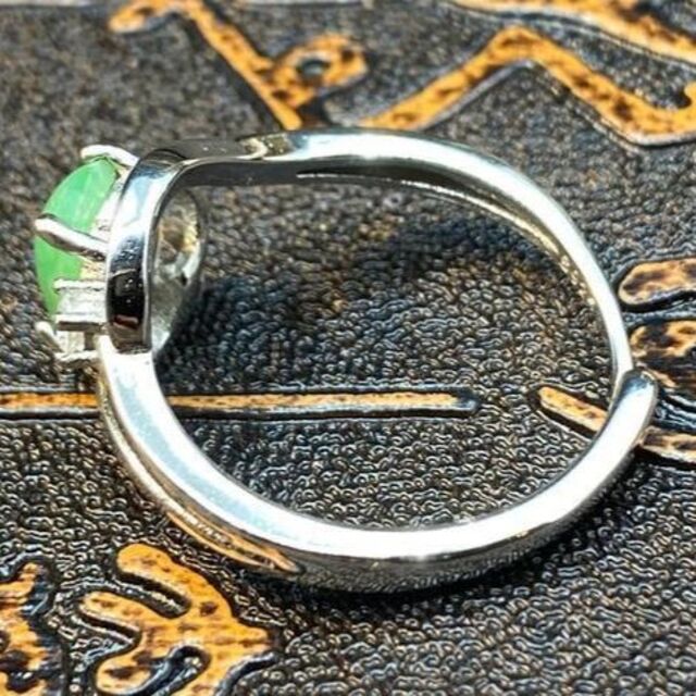 指輪 リング 本翡翠 ヒスイ 緑色 フリーサイズ お手作り 縁起物 本物保証#2