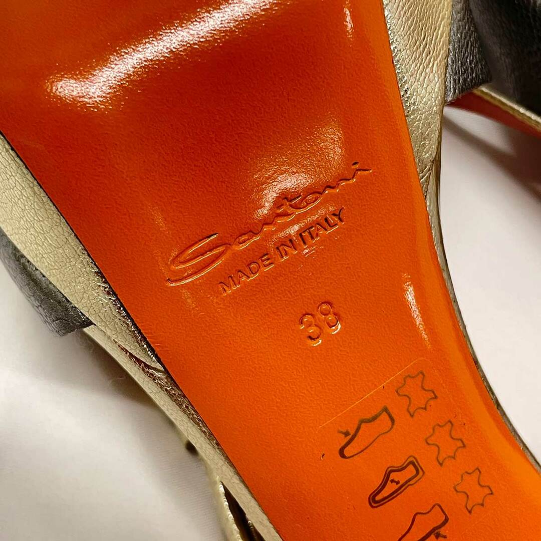 【未使用】SANTONI レザーサンダル 38 レディース サントーニ レディースの靴/シューズ(その他)の商品写真