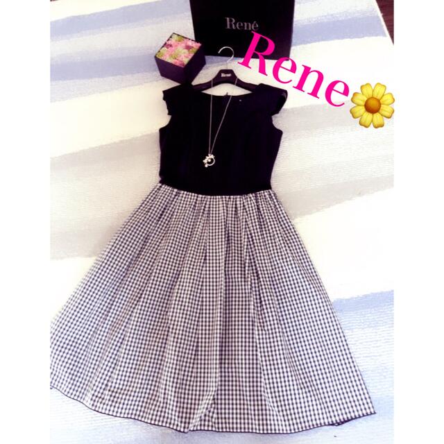 René - Rene ルネ 【美品】ネイビー♡バイカラーギンガムチェック ...