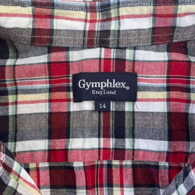 GYMPHLEX(ジムフレックス)のジムフレックス リネン混マドラスチェックシャツ 半袖  ボタンダウン14 レディースのトップス(シャツ/ブラウス(半袖/袖なし))の商品写真