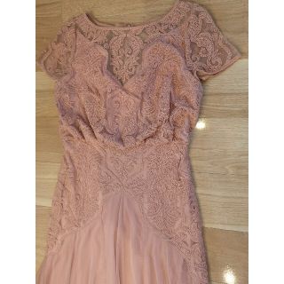 タダシショウジ(TADASHI SHOJI)のTadashiShojiのピンクレース×シフォンロングワンピースドレス 10 L(ロングワンピース/マキシワンピース)