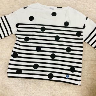 オーシバル(ORCIVAL)の美品　orcival オーシバル  ドット　tシャツ  五部袖　水玉　ボーダー(Tシャツ(半袖/袖なし))