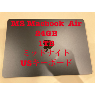 M2 Macbook  Air ミッドナイト 24GB 1TB USキーボード