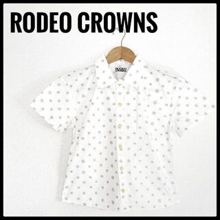 ロデオクラウンズ(RODEO CROWNS)の美品　ロデオクラウンズ　RODEO CROWNS プリント　シャツ　ホワイト(シャツ/ブラウス(半袖/袖なし))