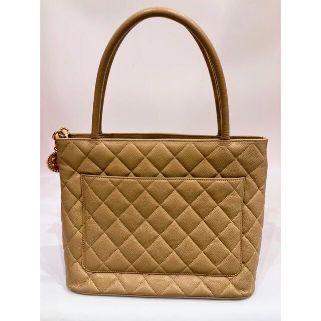 【美品 シャネル】復刻トート トートバッグ キャビアスキン ベージュ