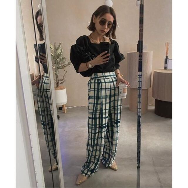 ameri vintage/ HAND CHECK LOOSE PANTS