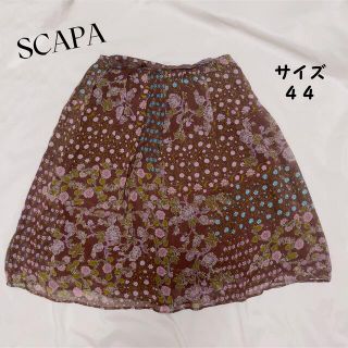 スキャパ(SCAPA)のSCAPA スキャパ ● シルク100% 大きいサイズ　花柄スカート　XL(ひざ丈スカート)