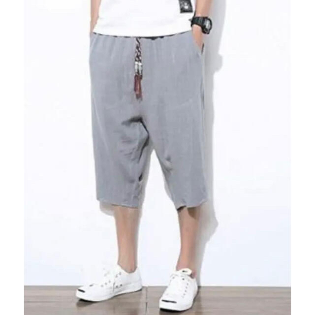 【XL】サルエルパンツ グレー メンズ ショートパンツ 夏 七分丈 半ズボン メンズのパンツ(サルエルパンツ)の商品写真