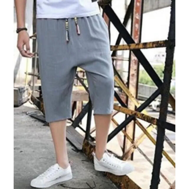 【XL】サルエルパンツ グレー メンズ ショートパンツ 夏 七分丈 半ズボン メンズのパンツ(サルエルパンツ)の商品写真
