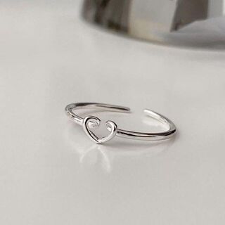 l-ra004   シルバー　ハート　おしゃれデザインリング　指輪フリーサイズ(リング(指輪))