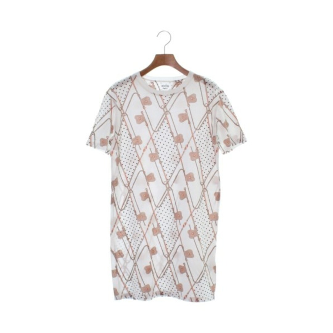 HERMES エルメス ワンピース 34(XXS位) 白x茶(総柄) - ひざ丈ワンピース