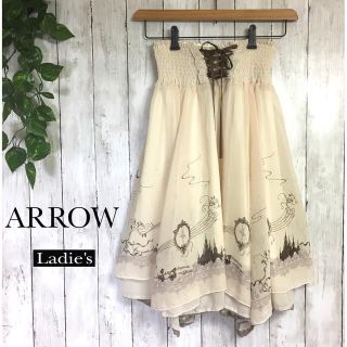 アロー(ARROW)のARROW ウェスト紐がかわいい！ 膝下シフォンスカート【F】(ひざ丈スカート)